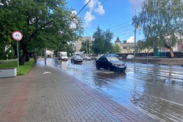 Часть улицы Черняховского в Калининграде затопило после дождя (фото)