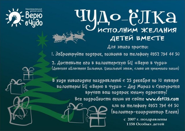 В Калининграде собирают новогодние подарки для тяжелобольных детей