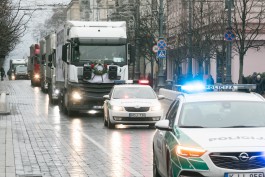 Литовские перевозчики провели акцию протеста в центре Вильнюса
