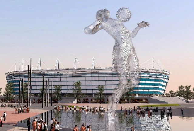 Скульптуру «аквамена» у стадиона к ЧМ-2018 в Калининграде хотят сделать из сетки (фото)