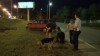 На ул. Невского в Калининграде «Митсубиси» с тремя мужчинами и собакой упал с моста (фото)