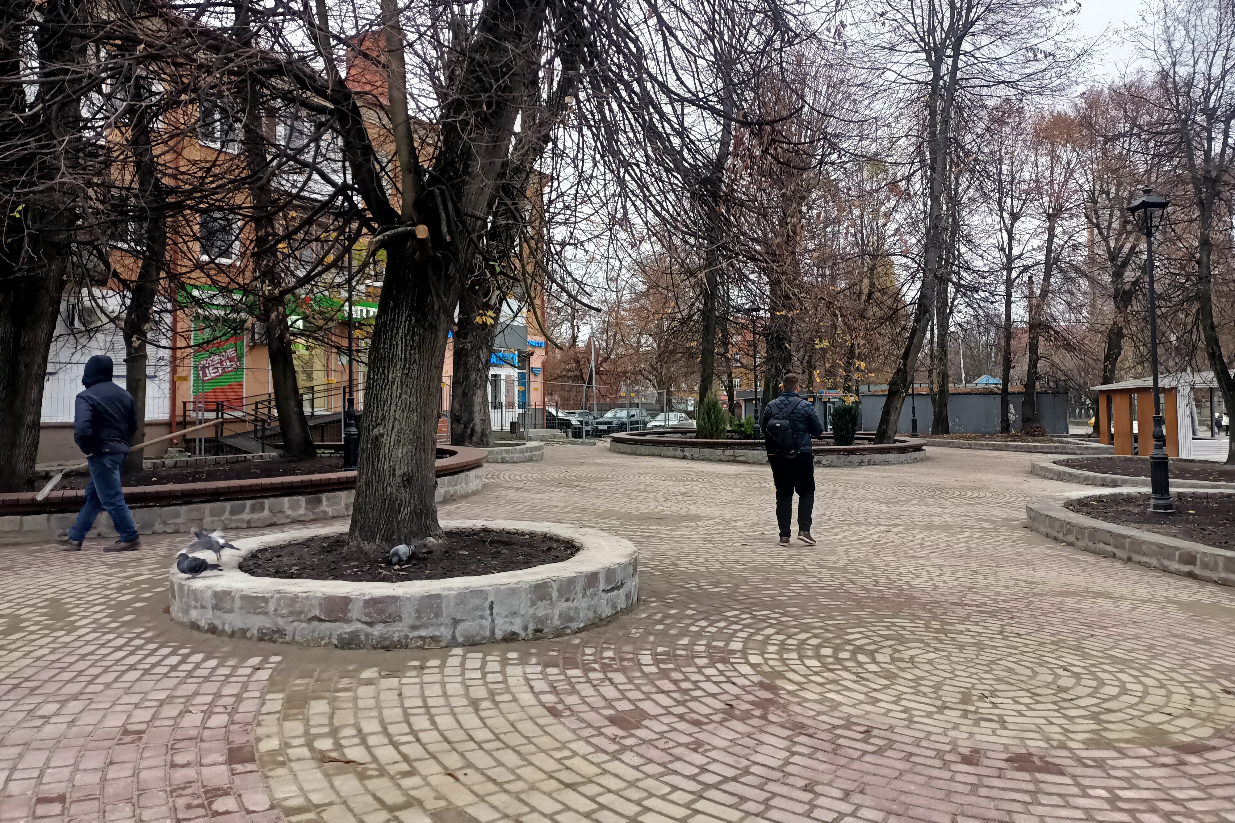 На улице Киевской в Калининграде завершают благоустройство сквера напротив  «Киноленда»