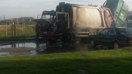 На Сельме в Калининграде горел мусоровоз (фото)