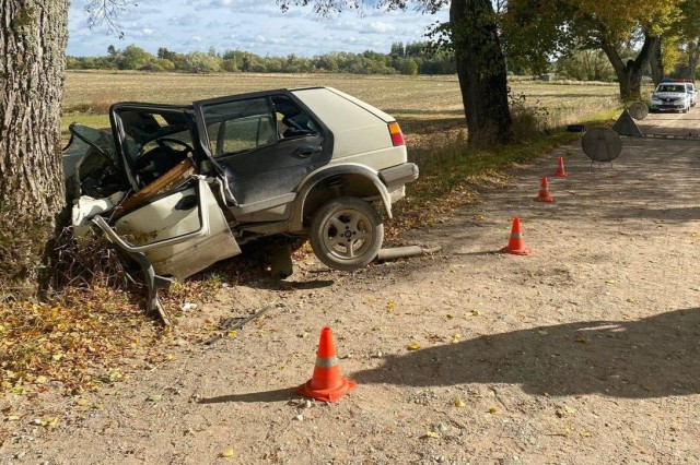 В Гвардейском округе пьяная женщина без прав врезалась в дерево: погиб пассажир