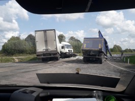 На трассе Калининград — Черняховск столкнулись две фуры: дорога заблокирована