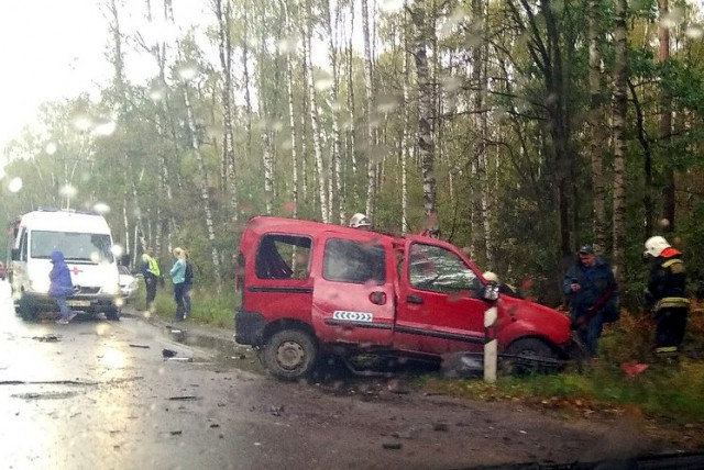 На балтийской трассе лоб в лоб столкнулись «каблучок» и грузовик: погиб человек (видео)