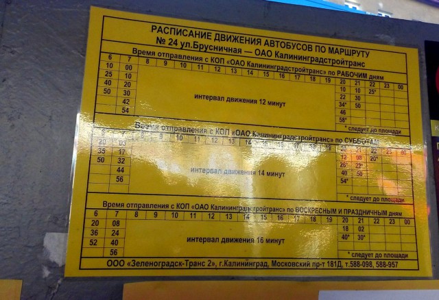 На остановках в Калининграде появилось расписание автобусов