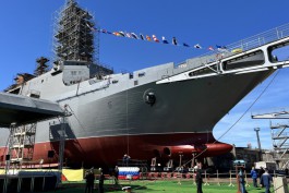 На заводе «Янтарь» в Калининграде спустили на воду большой десантный корабль «Владимир Андреев»