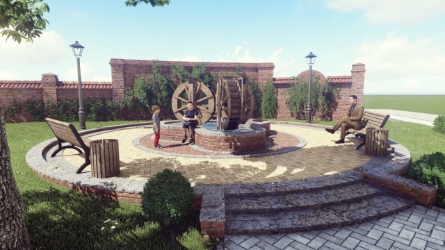 Власти Зеленоградска показали эскиз нового сквера с тремя водяными мельницами