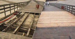 В Янтарном отремонтировали часть деревянного променада