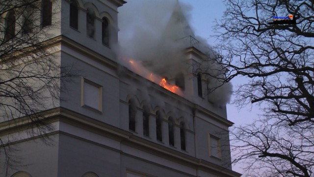 В центре приграничного Бранево загорелся костёл святого Антония (фото, видео) (видео)