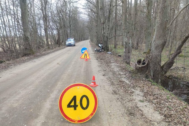 Под Полесском 44-летний скутерист без шлема врезался в дерево