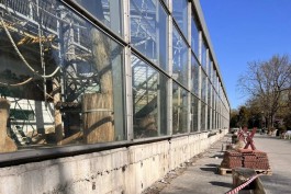 В Калининградском зоопарке начали ремонтировать часть фасада Тропического дома