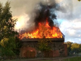 В посёлке Янтарном сгорел немецкий склад